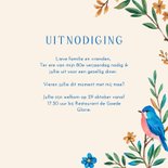 80e Verjaardag Uitnodiging met Bloemen en Foto 3