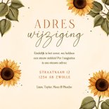 Adreswijziging verhuiskaart met zonnebloemen Achterkant