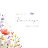 Aquarel condoleance met gemengde wilde bloemen en vlinders 2