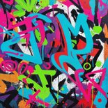 Bedankkaart communie lentefeest graffiti stoer kleurrijk Achterkant