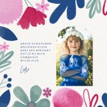 Bedankkaart eerste communie kleurrijke bloemen meisje 2