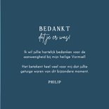 Bedankkaart grote datum en grote foto vormsel blauw zilver 3