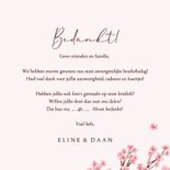 Bedankkaart lente bruiloft fotocollage roze bloesem 3