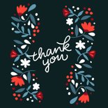 Bedankkaart met geillustreerd bloemenkader 2