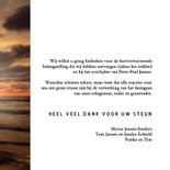 Bedankkaart na overlijden met foto van een ondergaande zon 3