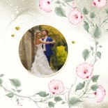 Bedankkaart trouw met roze klokwinde 2