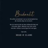 Bedankkaartje bruiloft donkerblauw marmer en goud 3
