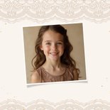 Bedankkaartje communie met beige kant en gouden spetters 2