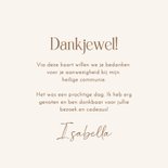 Bedankkaartje communie met beige kant en gouden spetters 3