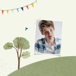 Bedankkaartje lentefeest boom en wereld met foto's 2