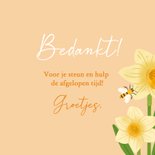 Bedankt kaart met narcissen en bijen 3