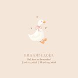 Beige geboortekaartje lief gans met strik meisje klassiek 2