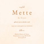 Beige geboortekaartje met schelp en en streepjes 3