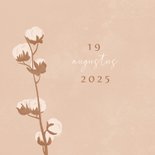 Beige save the date kaart met katoentakje en kalender 2