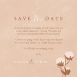 Beige save the date kaart met katoentakje en kalender 3