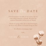 Beige save the date kaart met katoentakje en kalender 3