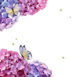 Beterschapskaart hortensia bloemen paars vlinders beterschap 2