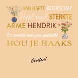 Beterschapskaart wilde bloemen in vaasjes typografie 3