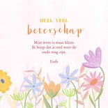 Beterschapskaartje met kleurrijke bloemen dikke knuffel 3