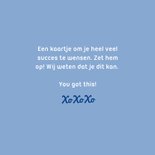 Blauw wenskaartje heel veel succes met stipjes 3