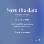 Blauwe save the date uitnodiging met holografische folie 3