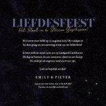 Blauwe vier de liefde uitnodiging met gouden sterretjes 3