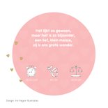 Blij geboortekaartje met vrolijk olifantje en gouden hartjes 2