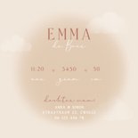 Boerderij geboortekaartje met meisjes koe wolkjes in gras 3