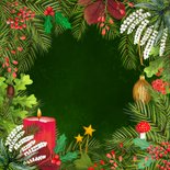 Botanische kerstkaart met kaars Achterkant