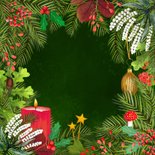 Botanische kerstkaart met kaars Achterkant
