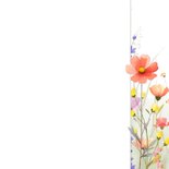 Botanische trouwkaart met aquarel gemengde wilde bloemen Achterkant