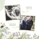 Botanische uitnodiging 50-jarig jubileum met duifjes 2