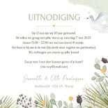 Botanische uitnodiging 50-jarig jubileum met duifjes 3