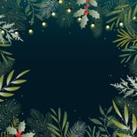 Botanische uitnodiging kerst met verplaatsbare roodborstjes Achterkant