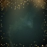 Chique kerstkaart met goudlook tekst confetti en vuurwerk Achterkant