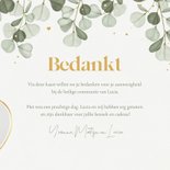 Communie bedankkaartje eucalyptus hartjes foto goud 3