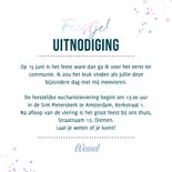 Communie ticket foto uitnodiging modern holografisch 3