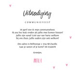 Communie uitnodiging eenhoorn meisje stijlvol hartjes 3