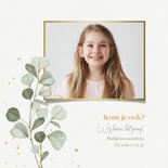 Communiefeest uitnodiging eucalyptus goud stijlvol hartjes 2