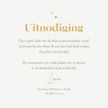 Communiefeest uitnodiging eucalyptus goud stijlvol hartjes 3