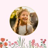 Communiekaart bloemenrand met goudlook 2