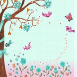 Communiekaart meisje met jurk illustratie Achterkant