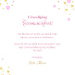 Communiekaart meisje roze met hartjes en goudfolie 3