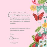 Communiekaart vlinders en bloemen met naam 3