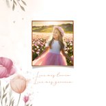 Communiekaart waterverf bloemen met koperen hartjes 2