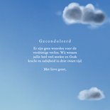 Condoleancekaart blauwe lucht wolken en bijbeltekst 3