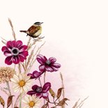 Condoleancekaart bloemen met vogeltje 2
