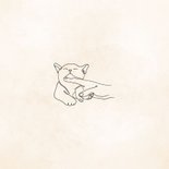 Condoleancekaart kat met lijntekening en naam beige 2