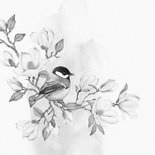 Condoleancekaart magnolia met vogel 2