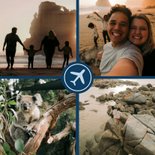 Donkerblauwe fotokaart vakantie met vliegtuigje Australië 2